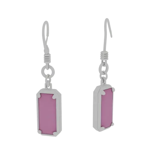 Ruby Earrings product viz 3D model, top-down studio render, with clean topology and PBR shading on the earring.