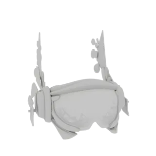 3D model render of futuristic goggles with a sleek, modern design and tinted lenses.