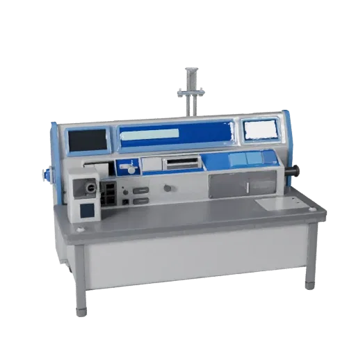 Research Scanner Device 3D model, three-quarter front view, Unreal Engine viewport, showing clean metal, form detail.