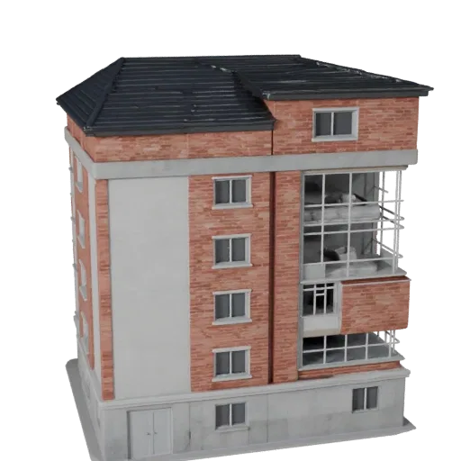 Suburban House Blender-ready 3D model, Blender studio render view, showing residential building materials and architectural detail