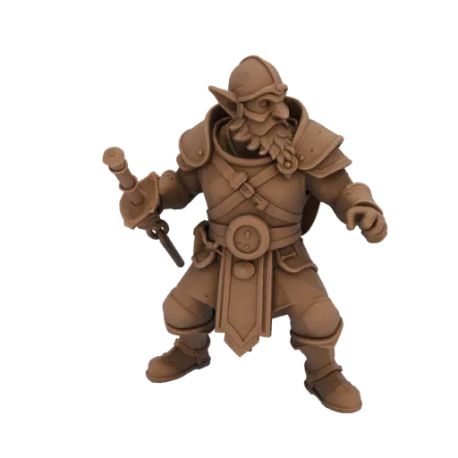 Medieval Dwarf Druid Miniature STL - Attack