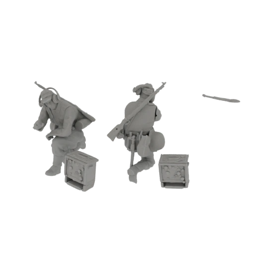 WWII Soviet Radio Operator and Soldier with Ammo Box