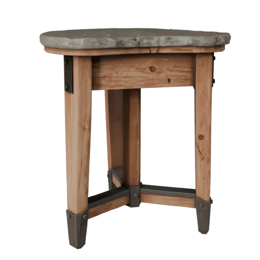 Rustic Side Table Realistic 3D model, living room, three-quarter studio render, wood grain detail.
