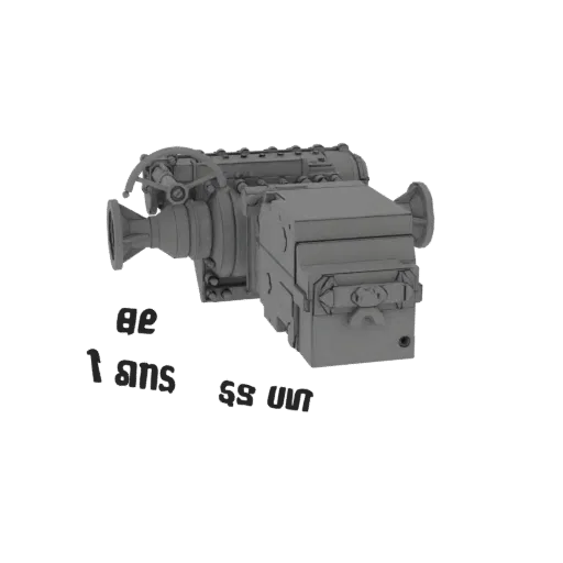 3D model of a grey industrial gearbox with visible gears and an integrated drive unit, set against a white background.