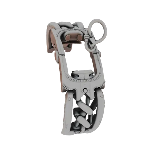 Cuff Charm Bracelet render detail 3D model, isometric studio render, highlighting bracelet form and finish detail.