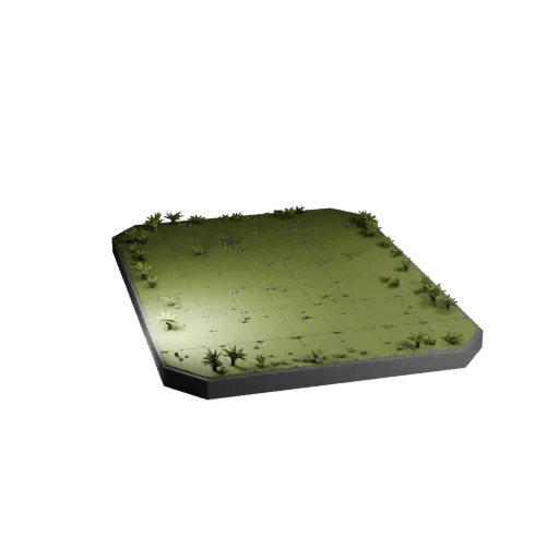 Swamp Ambush Base Modular 3D model, isometric modular kit view, showing sculpted terrain, mud shelves.