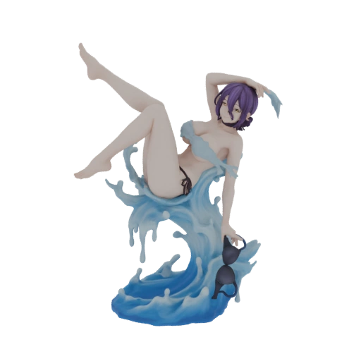 Anime Girl in Bikini with Water Splash