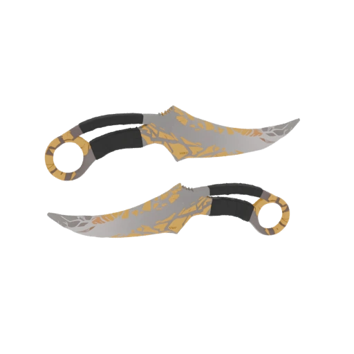 Dual Karambit Knives with Golden Leaf Pattern