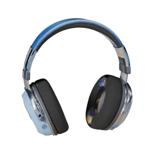 Retro Noise Canceling Headset Stylized 3D model, stylized isometric render, showing soft ear pads, wearable scale.