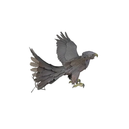 Modelo STL de Águia-real High Poly, vista de exibição isométrica, figura animal pronta para impressão com detalhamento de cau