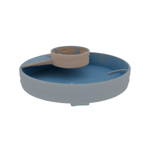 Blue and Tan Round Container with Scoop