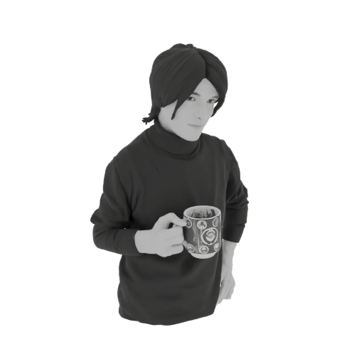 Person with Turban Holding a Mug