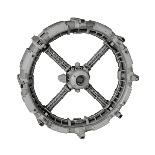 Modulo Habitat Spazio Profondo Modello 3D Low Poly, vista tre quarti viewport gioco, mostra moduli metallici, dettaglio forma