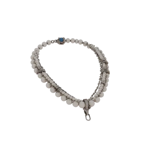 Modelo 3D de collar de perlas de plata esterlina, render de exhibición coleccionable isométrico, superficie de perla.