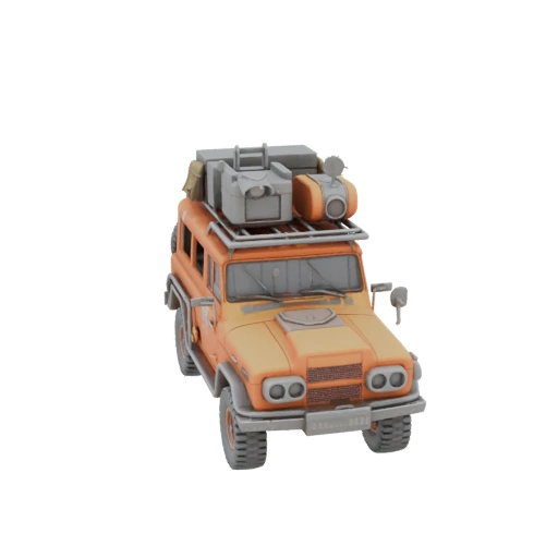 Orange Off-Road Expedition Vehicle with Roof Rack Cargo