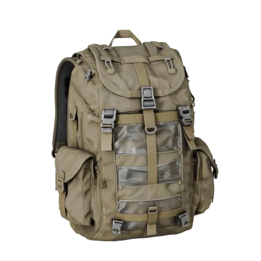 Survival Field Backpack Realistic 3D model, three-quarter studio render, showing canvas, packable silhouettes.