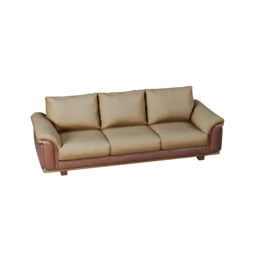 Sectional Modular Couch Stylized 3D model, living room, stylized isometric render, woven fabric detail.