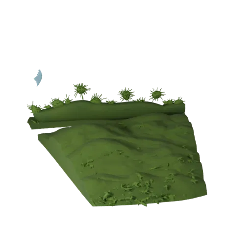 Tropical Jungle Biome Realistic 3D model, three-quarter environment render, showing terrain layers, terrain detail.