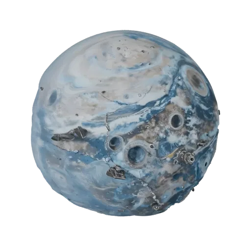Ice Planet Realistic 3D model, three-quarter studio render, showing rock, spherical body scale.