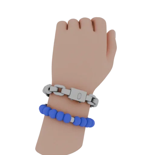 Modèle 3D de visualisation de produit, bracelet jonc perlé, vue latérale en rendu studio, avec topologie épurée et rendu PBR