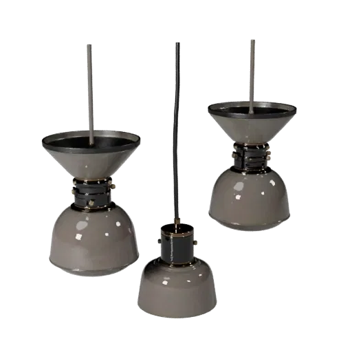 Ceramic Pendant Lamp Modular 3D model, home interior, isometric modular kit view, metal detail.