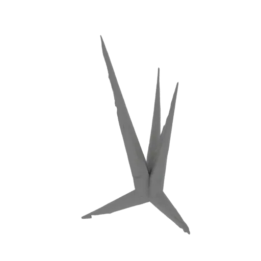 A 3D render of a stylized agave plant with sharp, geometric leaves in a neutral gray color against a black background.