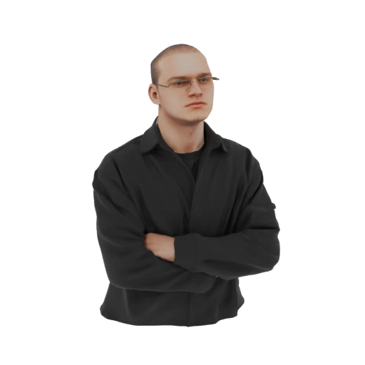 Man in Black Shirt with Glasses
