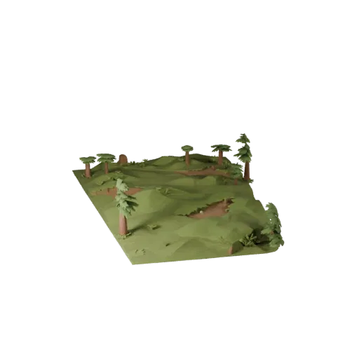 Forest Floor Terrain Tile Unreal Engine 3D model, top-down viewport view, showing layered soil, terrain detail.