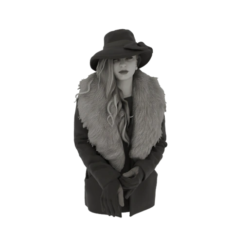 Elegant Woman in Hat and Fur Collar