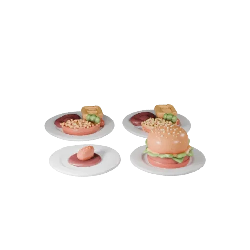 Modèle 3D de Menu Burger de Restaurant, vue de trois quarts avant, rendu studio pour visualiseur AR, montrant les sauces, com