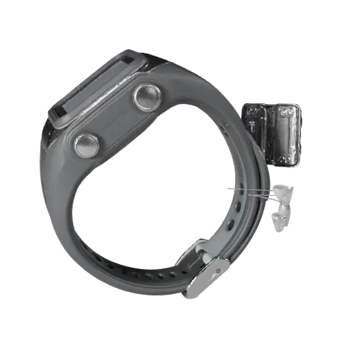 Medical Style Fitness Band 3D model, three-quarter front view, AR viewer studio render, showing silicone, wearable fit.