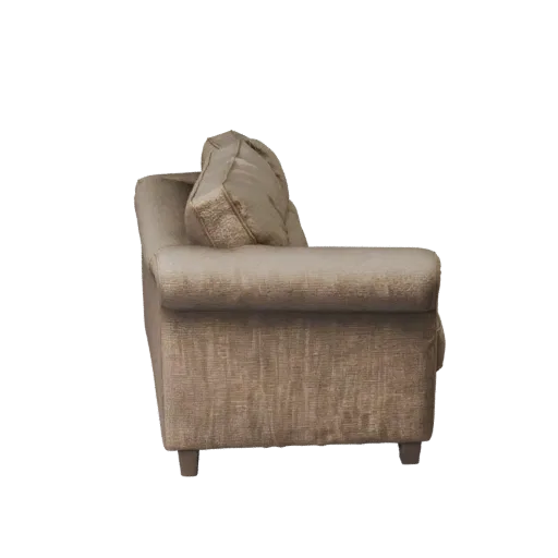 Tufted Sofa Realistic 3D model, living room, three-quarter studio render, woven fabric detail.
