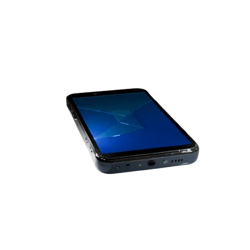 Compact Smartphone Stylized 3D model, stylized isometric render, showing glass screens, thin device proportions.