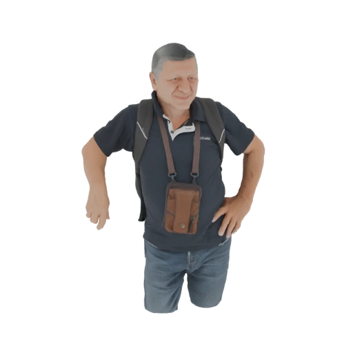 Man with Backpack and Pouch