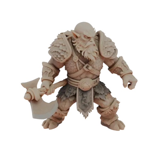 Fantasy Dwarf Barbarian Miniature STL - Defensive