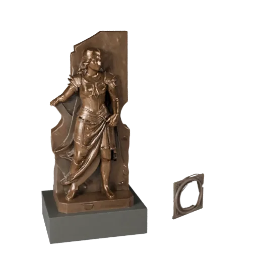 Bronze Abstract Sculpture product render 3D model preview three-quarter studio view, pedestal and sculpt detail