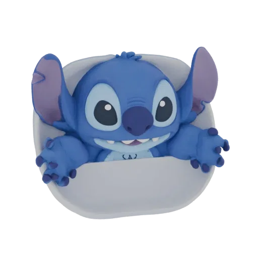 3D model of plate with Stitch's relief face from Lilo & Stitch movie, resting on the rim
