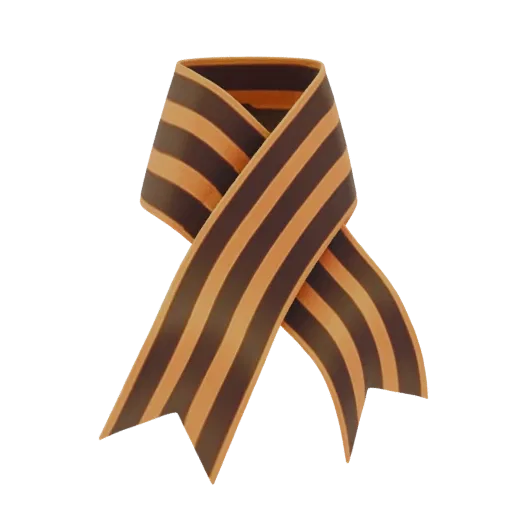 3D model of the St. George's Ribbon with black and orange stripes, looped and displayed against a white background.