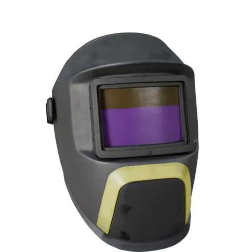 Welding Mask Realistic 3D model, three-quarter studio render, showing plastic shells, recognizable safety silhouettes.