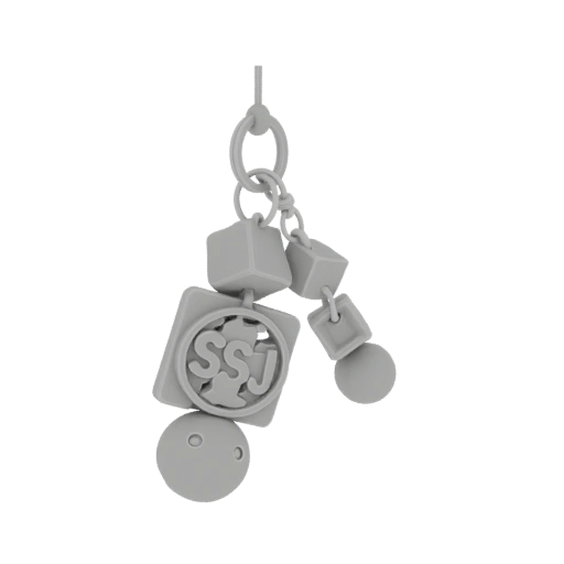 Keychain with geometric shapes and SSJ inscription