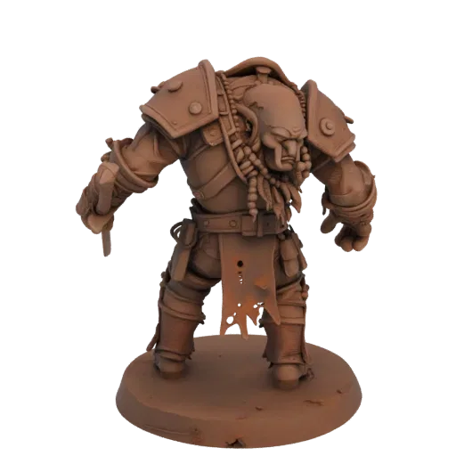 Miniatura STL de Goblin Berserker de Dark Fantasy, render de mesa a tres cuartos, miniatura de enemigo imprimible en resina c