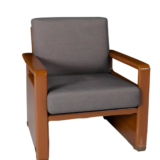 Modern Accent Chair Realistic 3D model, home interior, three-quarter studio render, wood detail.