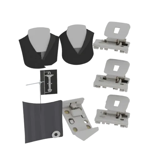 Square Tie Clip product viz 3D model, side view studio render, with clean topology and PBR shading on the cufflink.