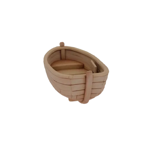 Modelo 3D de barco de madera estilo infantil, vista lateral