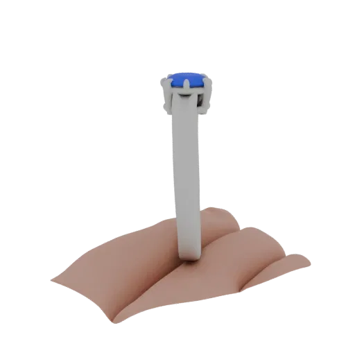 Sapphire Ring product viz 3D model, turntable hero render, with clean topology and PBR shading on the ring.