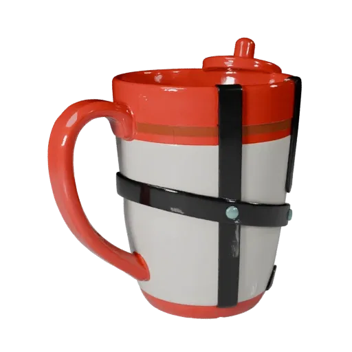 Cluttered Mug 3D model, three-quarter front view, Unity viewport, showing ceramic, recognizable everyday shapes.