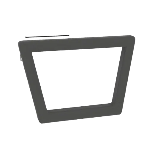 3D model of a trapezoidal tablet frame, gray, with an empty inner space for the device.