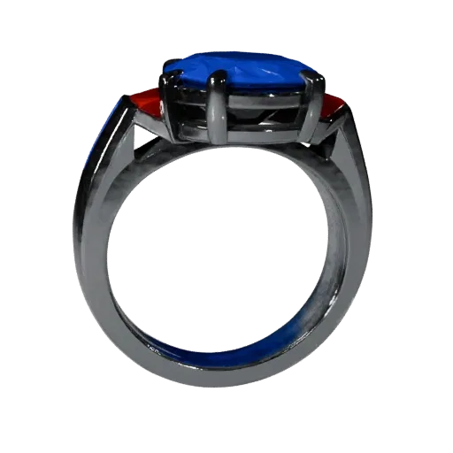 Sapphire Ring game ready 3D model, top-down studio render, showing ring proportion and finish under studio key light.