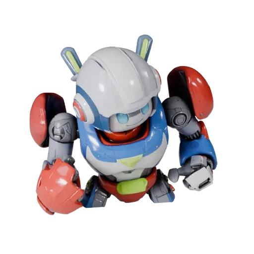 Sports Robot Mascot high poly 3D model preview showing pose, studio close-up view, expression and smooth toy surfaces