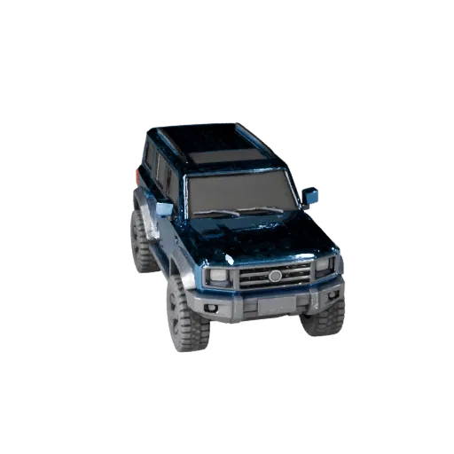 Modèle 3D STL familial SUV imprimable, vue isométrique, atout de véhicule prêt à imprimer avec garde au sol surélevée, volume